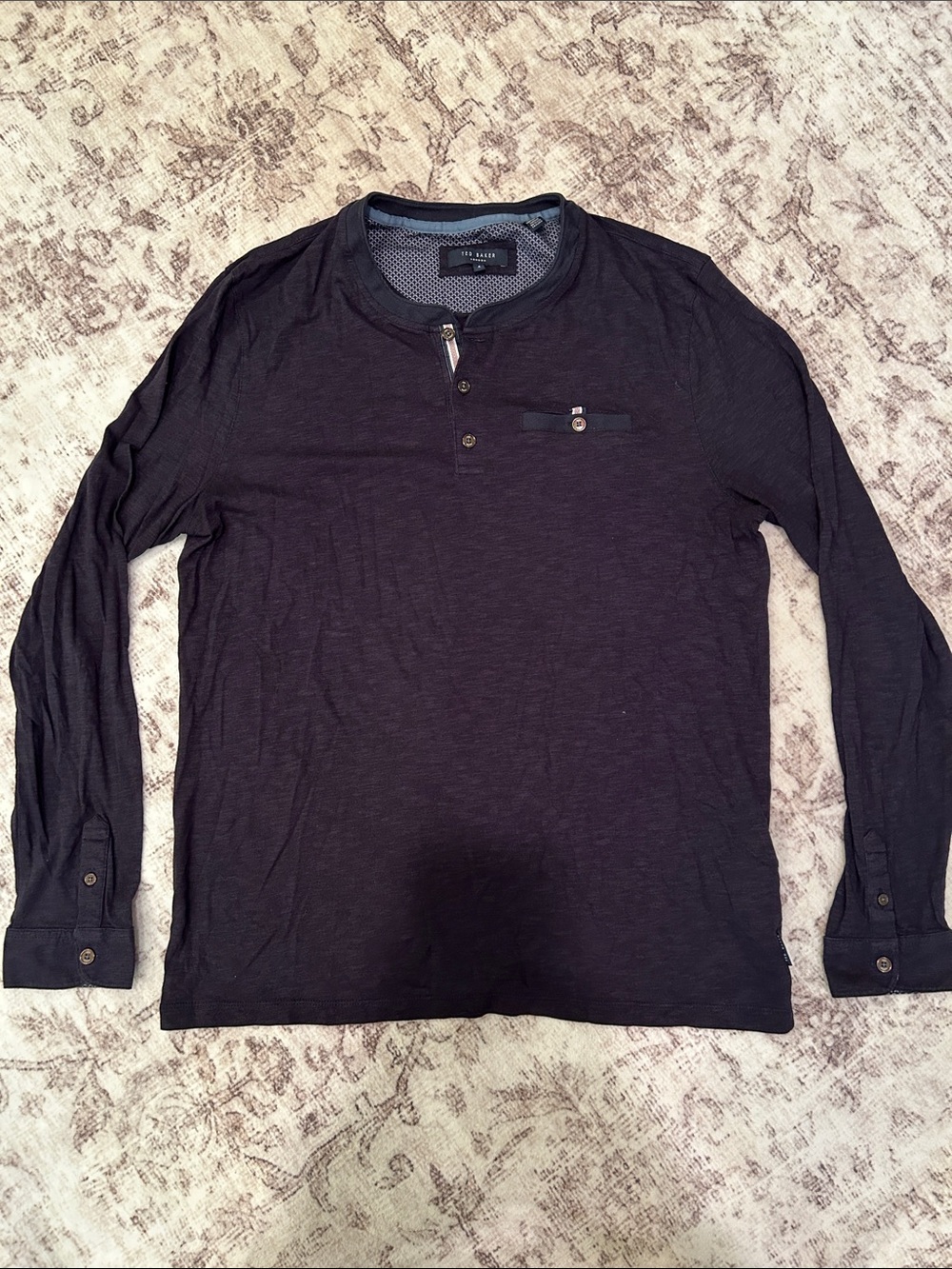 Ted Baker Long-Sleeve Henley in Navy